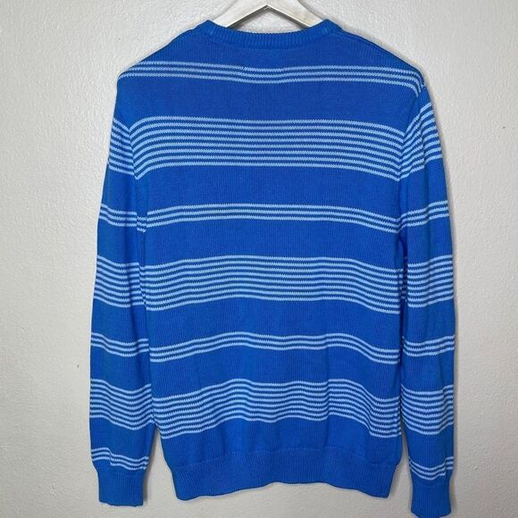 Chaps Mens Blue and White Striped Crew Neck Sweater Size L - Picture 8 of 8